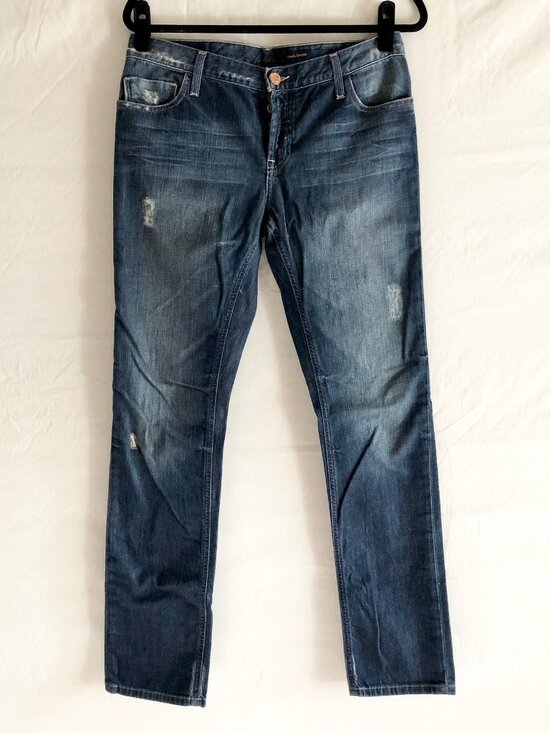 Black Orchid Denim - Black Orchid Distressed Boyfriend Jeans Medium Dark Blue Size 27
